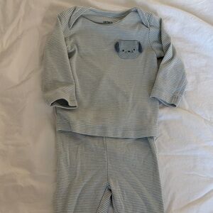 Carter's Soft Blue Striped Two-Piece Pajama Set with Puppy Pocket